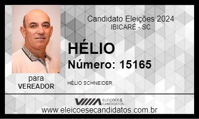 Candidato HÉLIO SCHNEIDER 2024 - IBICARÉ - Eleições