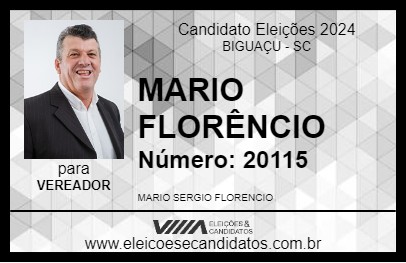 Candidato MARIO FLORÊNCIO 2024 - BIGUAÇU - Eleições