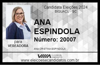 Candidato ANA ESPINDOLA 2024 - BIGUAÇU - Eleições