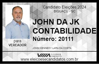 Candidato JOHN DA JK CONTABILIDADE 2024 - BIGUAÇU - Eleições