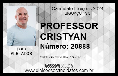 Candidato PROFESSOR CRISTYAN 2024 - BIGUAÇU - Eleições