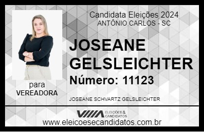 Candidato JOSEANE GELSLEICHTER 2024 - ANTÔNIO CARLOS - Eleições