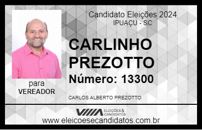 Candidato CARLINHO PREZOTTO 2024 - IPUAÇU - Eleições