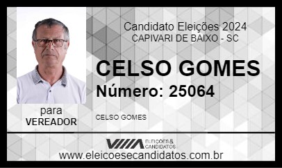 Candidato CELSO GOMES 2024 - CAPIVARI DE BAIXO - Eleições