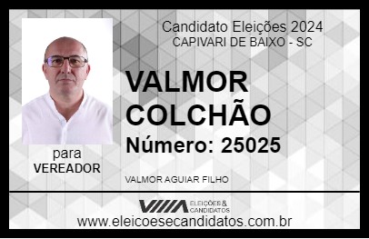 Candidato VALMOR COLCHÃO 2024 - CAPIVARI DE BAIXO - Eleições