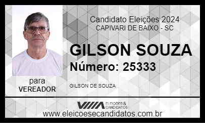 Candidato GILSON SOUZA 2024 - CAPIVARI DE BAIXO - Eleições