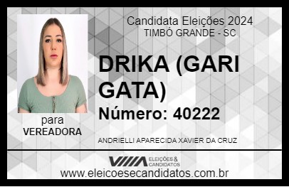 Candidato DRIKA (GARI GATA) 2024 - TIMBÓ GRANDE - Eleições