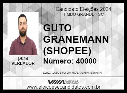 Candidato GUTO GRANEMANN (SHOPEE) 2024 - TIMBÓ GRANDE - Eleições