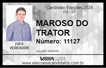 Candidato MAROSO DO TRATOR 2024 - ITÁ - Eleições