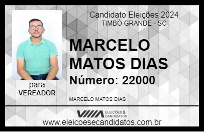 Candidato MARCELO MATOS DIAS 2024 - TIMBÓ GRANDE - Eleições