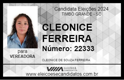 Candidato CLEONICE FERREIRA 2024 - TIMBÓ GRANDE - Eleições