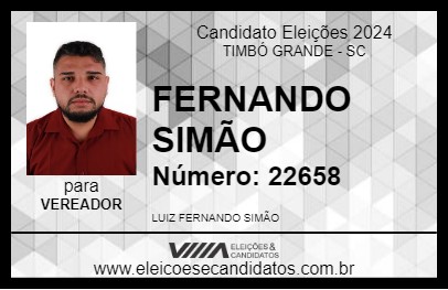 Candidato FERNANDO SIMÃO 2024 - TIMBÓ GRANDE - Eleições