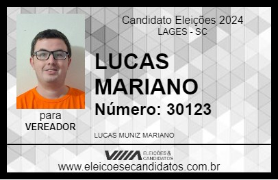 Candidato LUCAS MARIANO 2024 - LAGES - Eleições