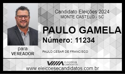 Candidato PAULO GAMELA 2024 - MONTE CASTELO - Eleições