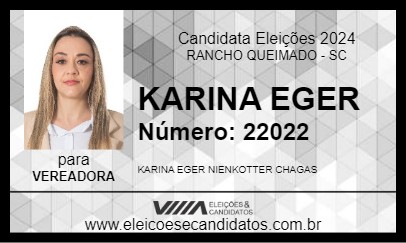 Candidato KARINA EGER 2024 - RANCHO QUEIMADO - Eleições