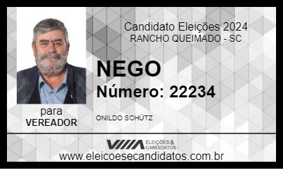 Candidato NEGO 2024 - RANCHO QUEIMADO - Eleições