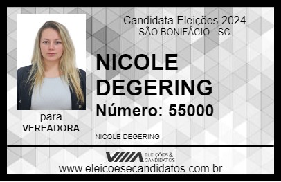 Candidato NICOLE DEGERING 2024 - SÃO BONIFÁCIO - Eleições