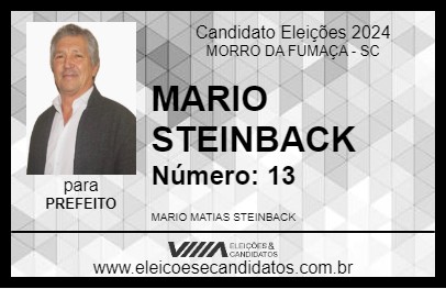 Candidato MARIO STEINBACK 2024 - MORRO DA FUMAÇA - Eleições