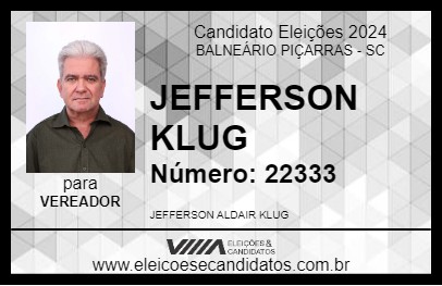 Candidato JEFFERSON KLUG 2024 - BALNEÁRIO PIÇARRAS - Eleições