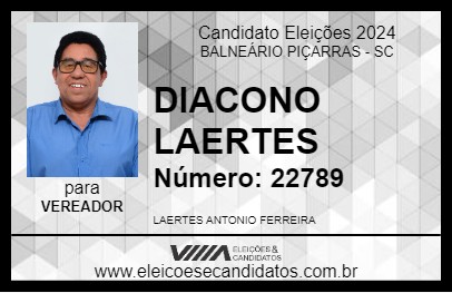 Candidato DIACONO LAERTES 2024 - BALNEÁRIO PIÇARRAS - Eleições