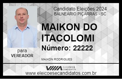 Candidato MAIKON DO ITACOLOMI 2024 - BALNEÁRIO PIÇARRAS - Eleições