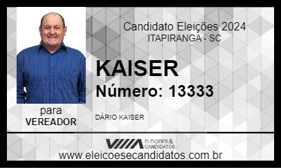 Candidato KAISER 2024 - ITAPIRANGA - Eleições