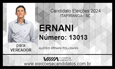 Candidato ERNANI 2024 - ITAPIRANGA - Eleições