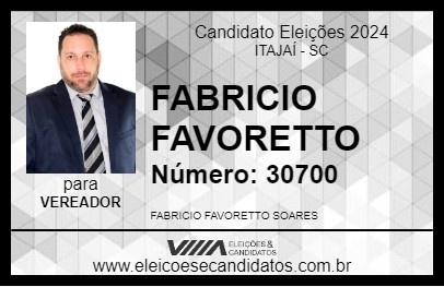 Candidato FABRICIO FAVORETTO 2024 - ITAJAÍ - Eleições