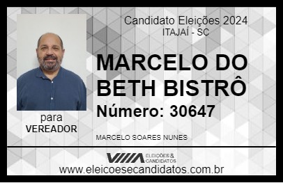 Candidato MARCELO DO BETH BISTRÔ 2024 - ITAJAÍ - Eleições