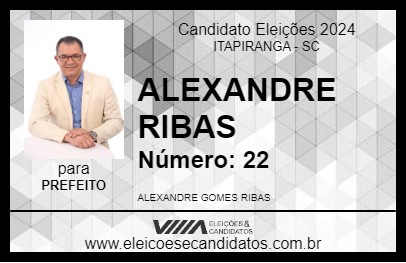 Candidato ALEXANDRE RIBAS 2024 - ITAPIRANGA - Eleições