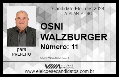 Candidato OSNI WALZBURGER 2024 - ATALANTA - Eleições