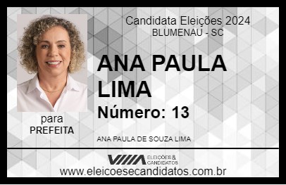 Candidato ANA PAULA LIMA 2024 - BLUMENAU - Eleições