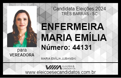 Candidato ENFERMEIRA MARIA EMÍLIA 2024 - TRÊS BARRAS - Eleições