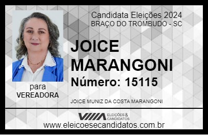 Candidato JOICE MARANGONI 2024 - BRAÇO DO TROMBUDO - Eleições