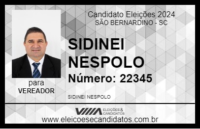 Candidato SIDINEI NESPOLO 2024 - SÃO BERNARDINO - Eleições