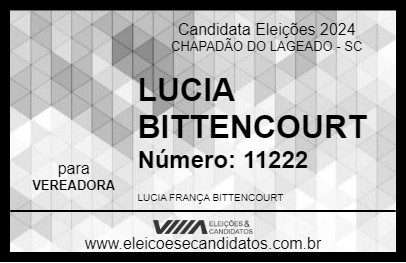 Candidato LUCIA BITTENCOURT 2024 - CHAPADÃO DO LAGEADO - Eleições