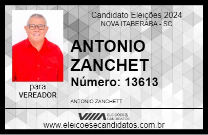 Candidato ANTONIO ZANCHET 2024 - NOVA ITABERABA - Eleições