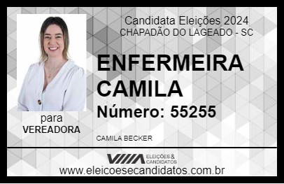 Candidato ENFERMEIRA CAMILA 2024 - CHAPADÃO DO LAGEADO - Eleições