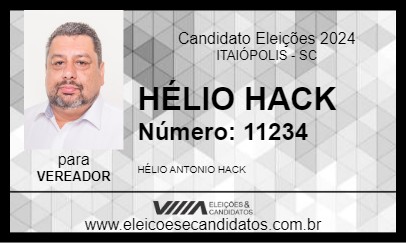 Candidato HÉLIO HACK 2024 - ITAIÓPOLIS - Eleições