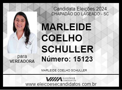 Candidato MARLEIDE COELHO SCHULLER 2024 - CHAPADÃO DO LAGEADO - Eleições