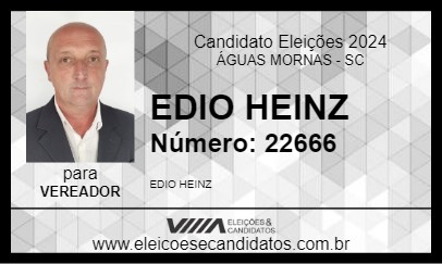 Candidato EDIO HEINZ 2024 - ÁGUAS MORNAS - Eleições