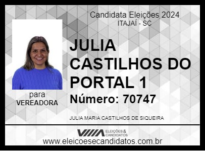 Candidato JULIA CASTILHOS DO PORTAL 1 2024 - ITAJAÍ - Eleições