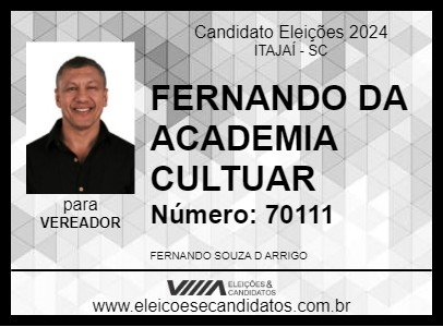 Candidato FERNANDO DA ACADEMIA CULTUAR 2024 - ITAJAÍ - Eleições