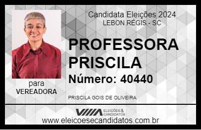 Candidato PROFESSORA PRISCILA 2024 - LEBON RÉGIS - Eleições