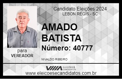 Candidato NIVALDO RIBEIRO 2024 - LEBON RÉGIS - Eleições