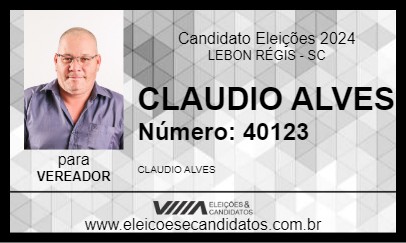 Candidato CLAUDIO ALVES 2024 - LEBON RÉGIS - Eleições