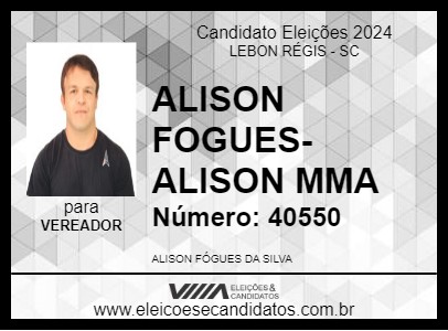 Candidato ALISON - MMA 2024 - LEBON RÉGIS - Eleições