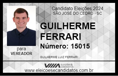 Candidato GUILHERME FERRARI 2024 - SÃO JOSÉ DO CEDRO - Eleições