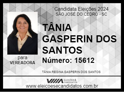 Candidato TÂNIA GASPERIN DOS SANTOS 2024 - SÃO JOSÉ DO CEDRO - Eleições