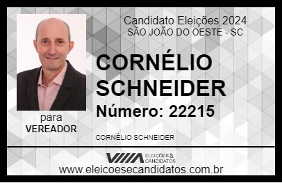 Candidato CORNÉLIO SCHNEIDER 2024 - SÃO JOÃO DO OESTE - Eleições